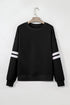 Varsity Double Stripe Drop Shoulder Oversized Crewneck Sweatshirt